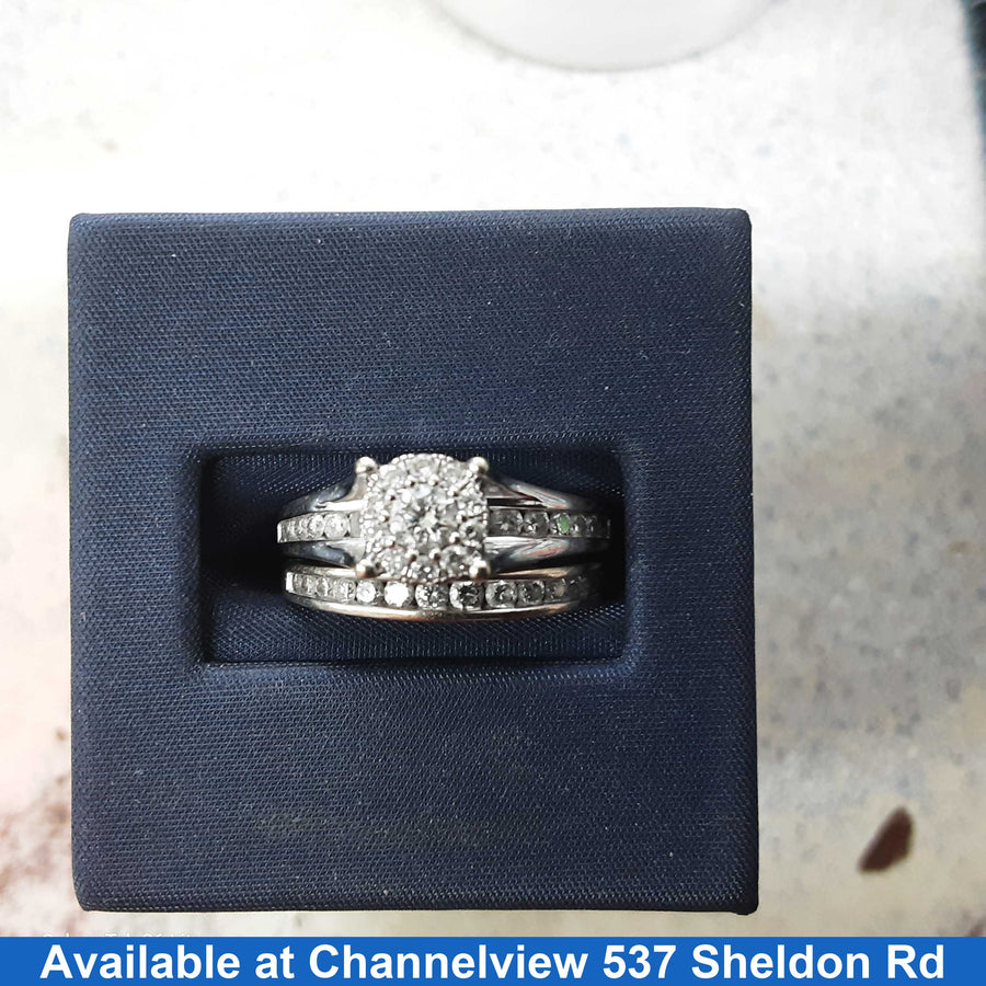 Ring - Engagement Set - White Gold 14k (.585) 7.2 grams Size 8