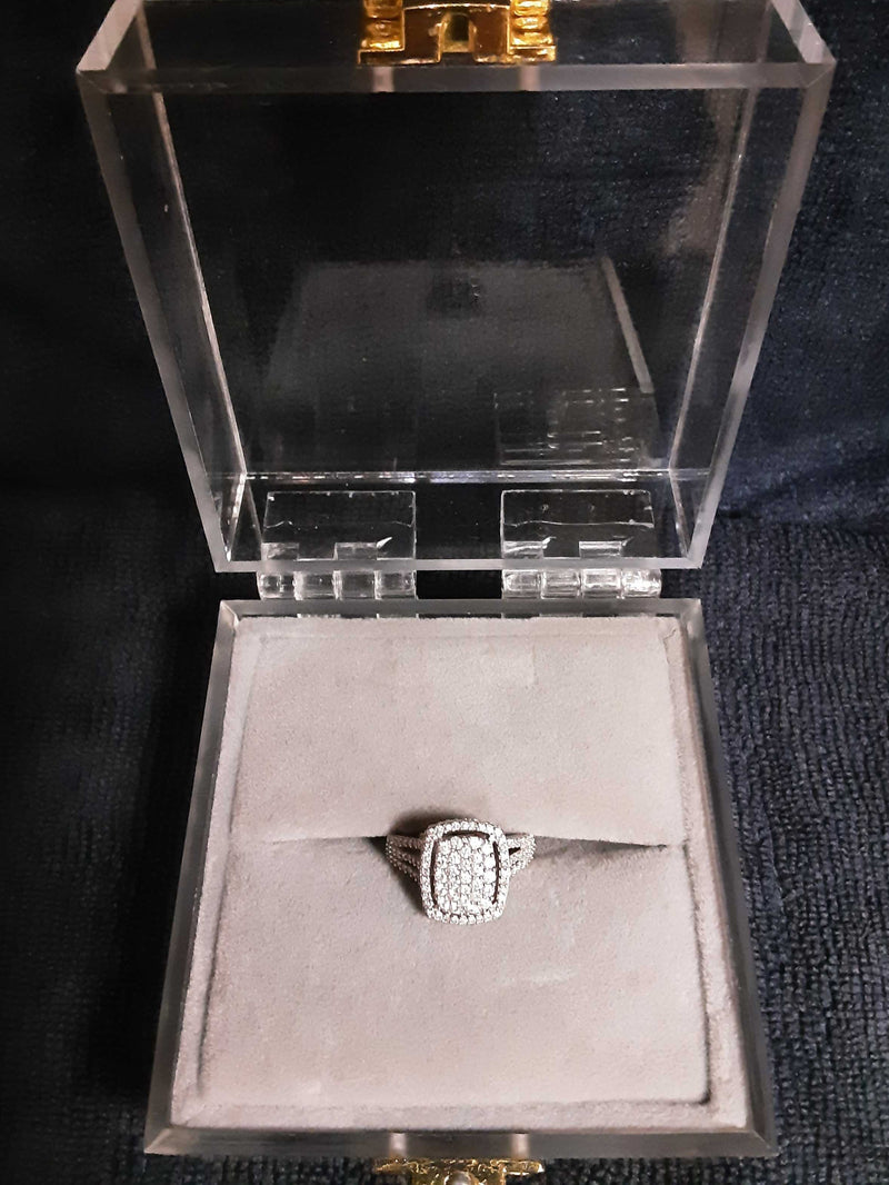 14k White Gold Cluster Engagement Ring