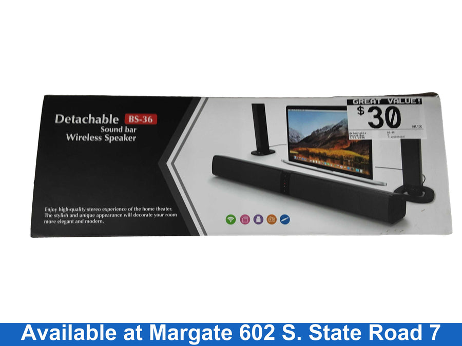 Detachable Bs-36 Black Home Sound Bar Speaker