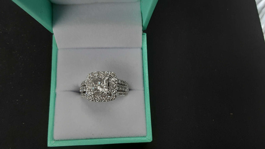 Ring - Wedding Set - White Gold 14k (.585) 8.8 grams Size 7