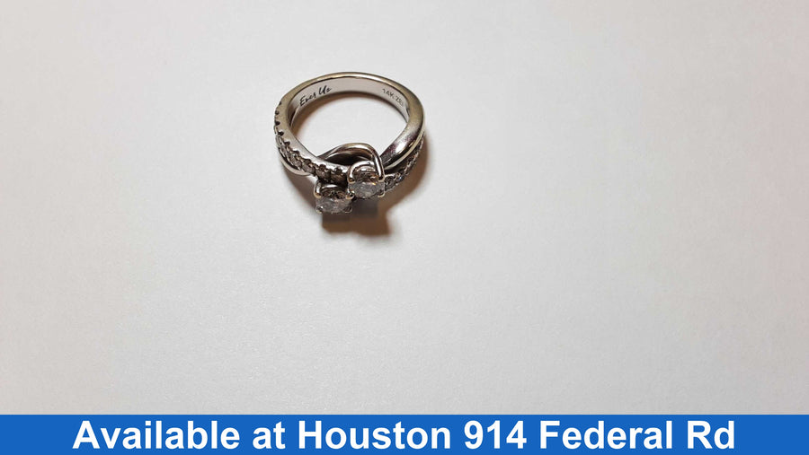 Ring - Wedding Set - White Gold 14k (.585) 10.2 grams Size 7.5