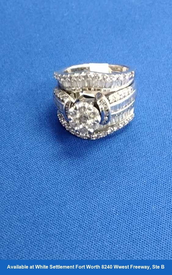 Ring - Wedding Set - White Gold 14k (.585) 13.3 grams Size 7.5
