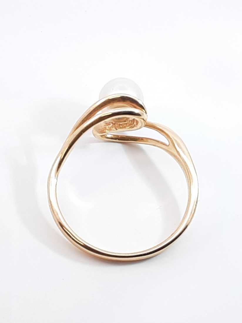 Pearl Bypass Ring In 14k Yellow Gold 3.3 Grams Size 9 Fw0925llxdu