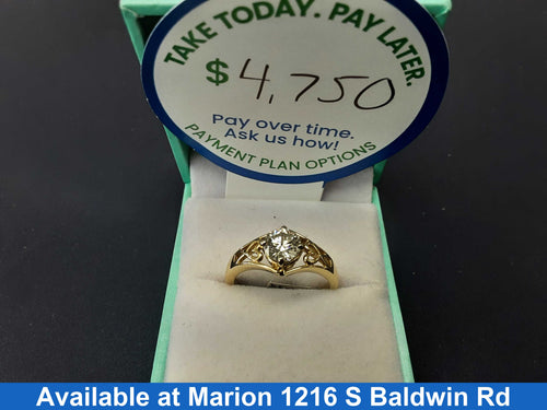 Women's Ring - Solitaire - Yellow Gold 14k (.585) 3.6 grams Size 8