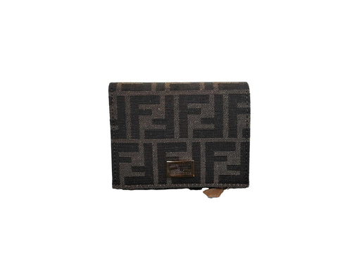 Fendi Slim Baguette Jacquard Brown Wallet