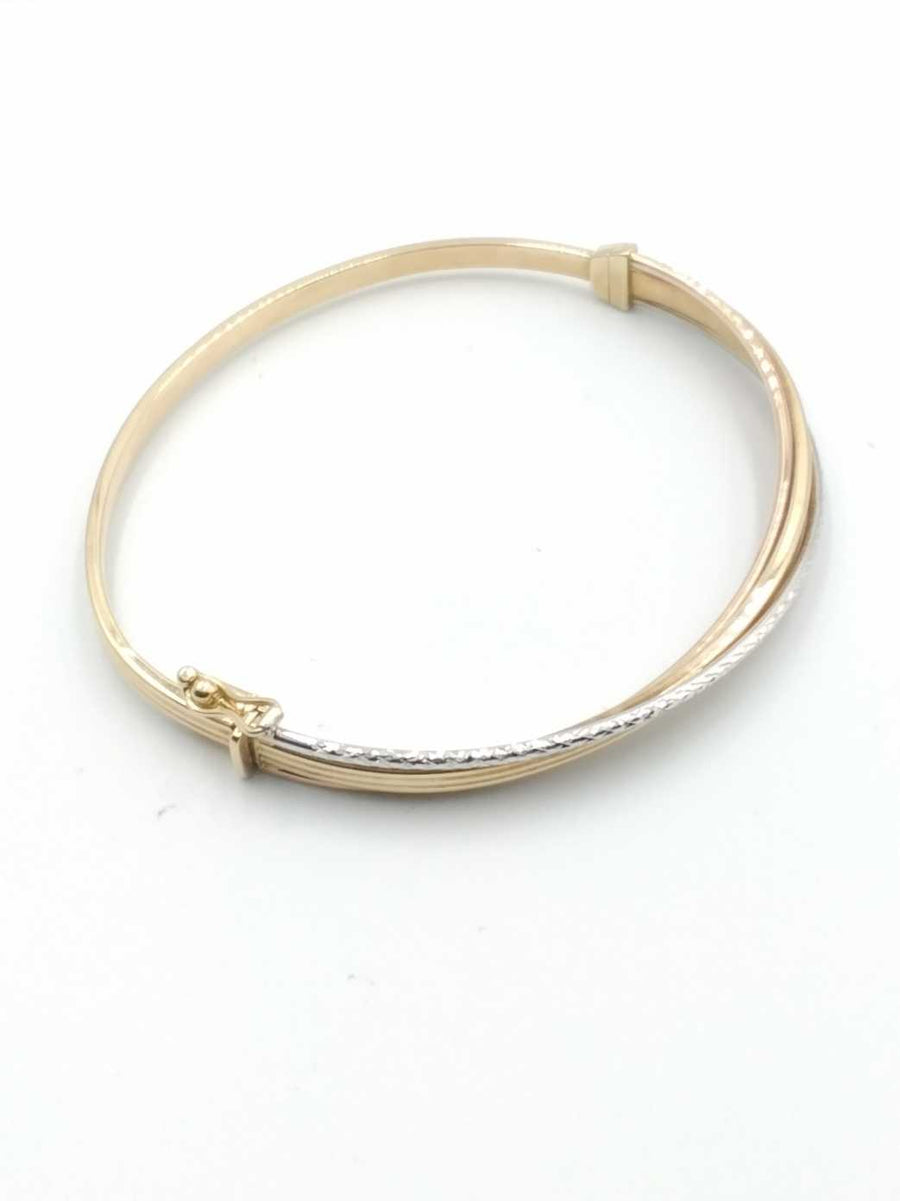 Bangle Bracelet - Tricolor Gold 14k (.585) 6.3 grams 5 inch