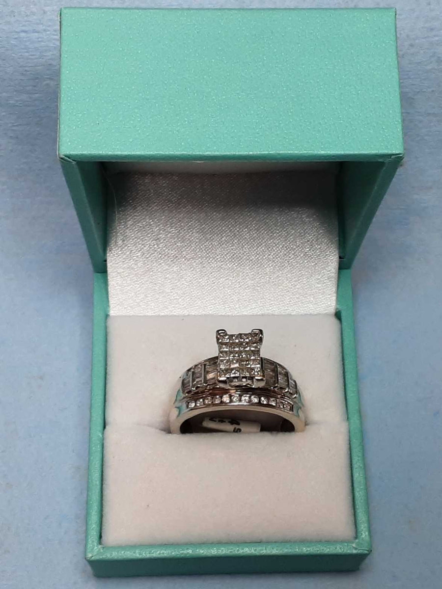 Ring - Engagement Set - White Gold 14k (.585) 6.5 grams Size 9.5