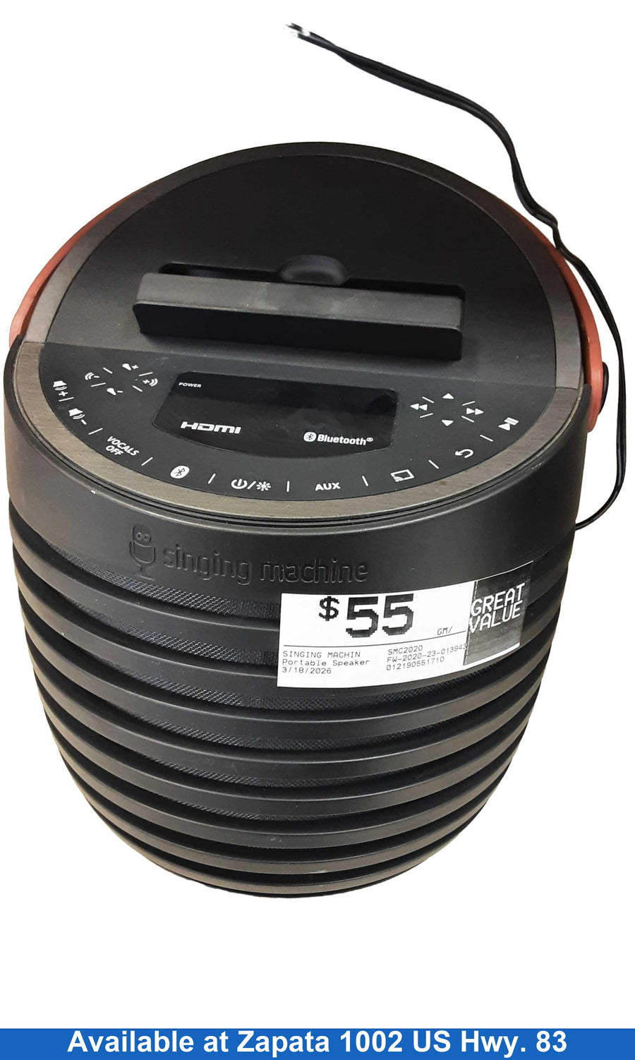 Singing Machine Smc2020 Black Portable Speaker