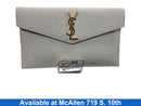 Yves Saint Laurent Uptown Pouch In Grain De Poudre Embossed Leather Beige / Tan Purse / Handbag