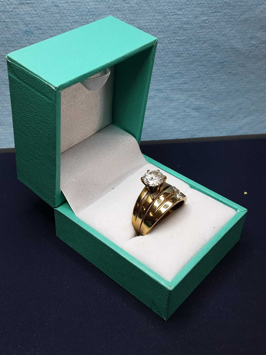 Ring - Engagement Set - Yellow Gold 10k (.417) 5.2 grams Size 8.5