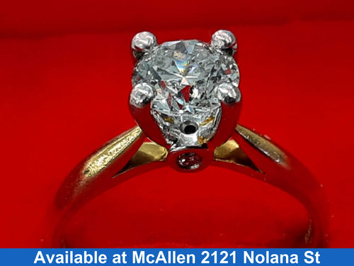 Women's Ring - Solitaire - Yellow Gold 18k (.750) 4.4 grams Size 20