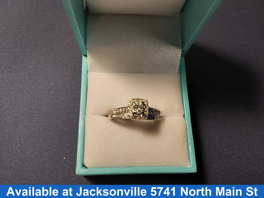 Ring - Wedding Set - White Gold 14k (.585) 5 grams Size 6.5