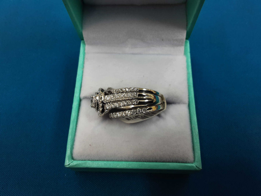 Ring - Wedding Set - White Gold 14k (.585) 7.2 grams Size 5