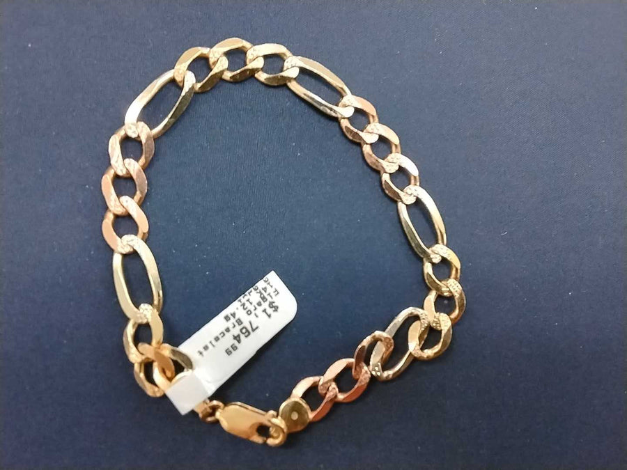 Figaro Bracelet - Tricolor Gold 14k (.585) 12.4 grams 8 inch