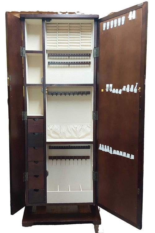 China Locking Jewelry Armoire Brown