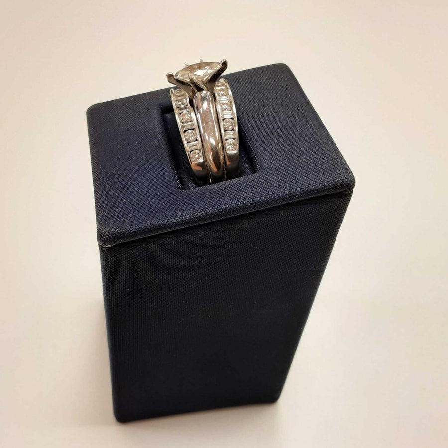Ring - Wedding Set - White Gold 14k (.585) 8.4 grams Size 9.5