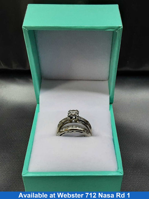 Ring - Engagement Set - White Gold 14k (.585) 3.7 grams Size 4.5