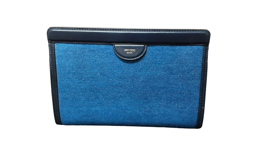 Jimmy Choo Denim Pouch Clutch Blue Purse / Handbag