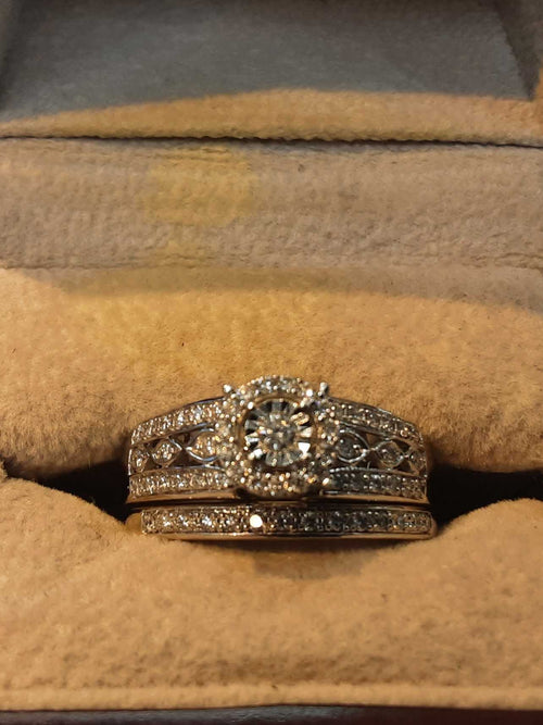 Ring - Engagement Set - White Gold 10k (.417) 6.8 grams Size 8