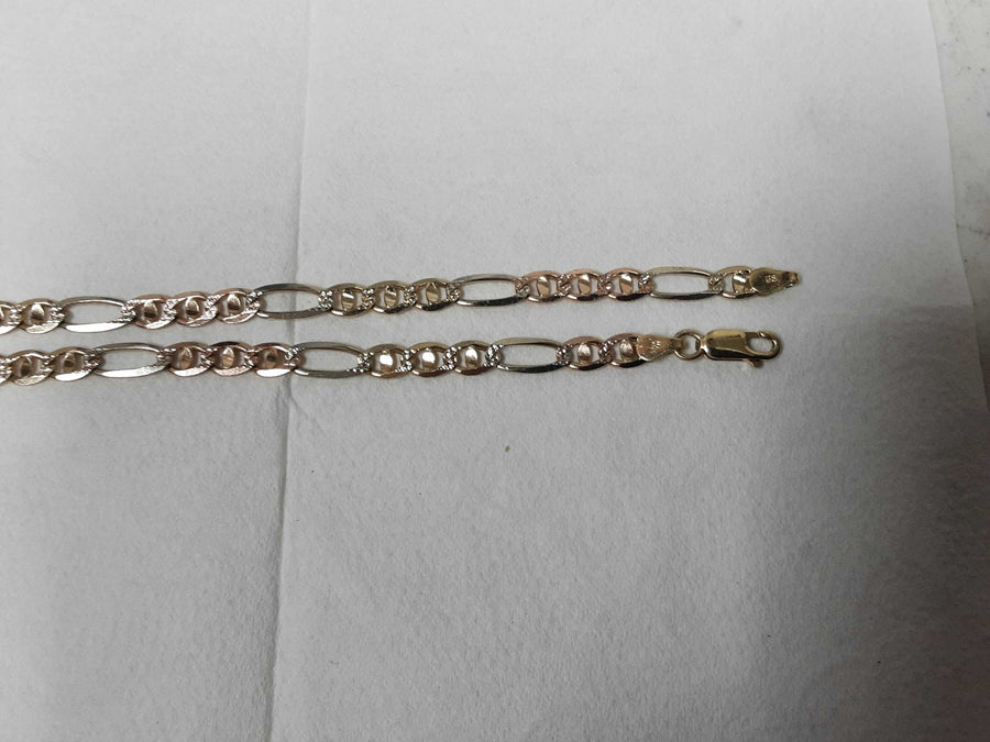 Figaro Chain - Tricolor Gold 14k (.585) 20.2 grams 24 inch