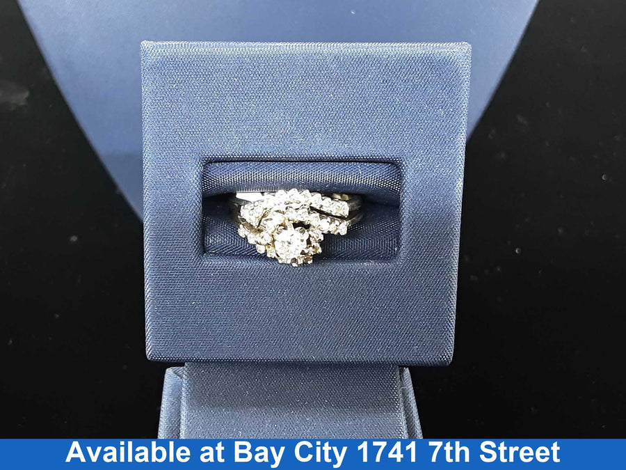 Ring - Engagement Set - White Gold 14k (.585) 3.8 grams Size 4.5