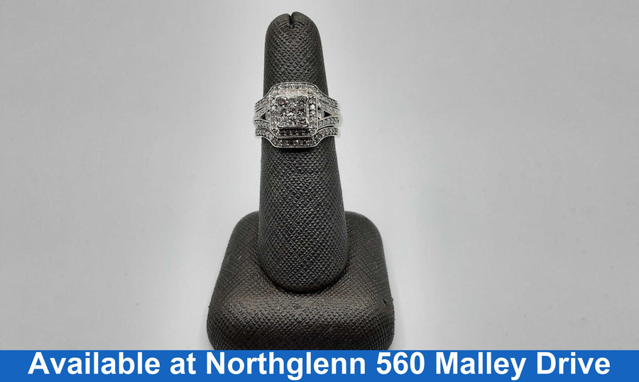 Ring - Wedding Set - White Gold 10k (.417) 7.4 grams Size 6.5