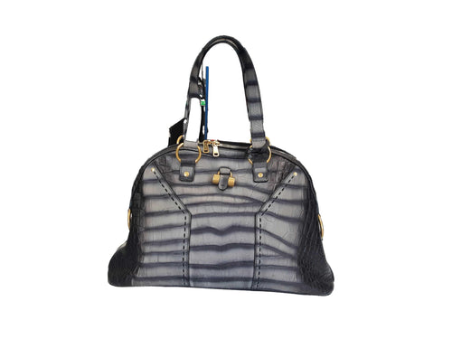 Yves Saint Laurent Crocodile Embossed Gray Purse / Handbag