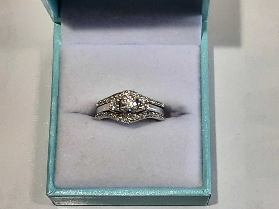 Ring - Wedding Set - White Gold 10k (.417) 4.8 grams Size 5