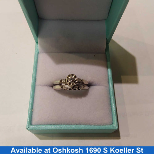 Ring - Wedding Set - White Gold 14k (.585) 4.6 grams Size 6.5