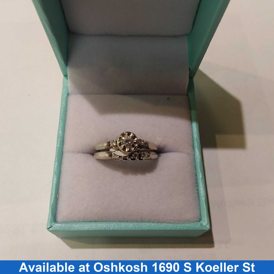 Ring - Wedding Set - White Gold 14k (.585) 4.6 grams Size 6.5