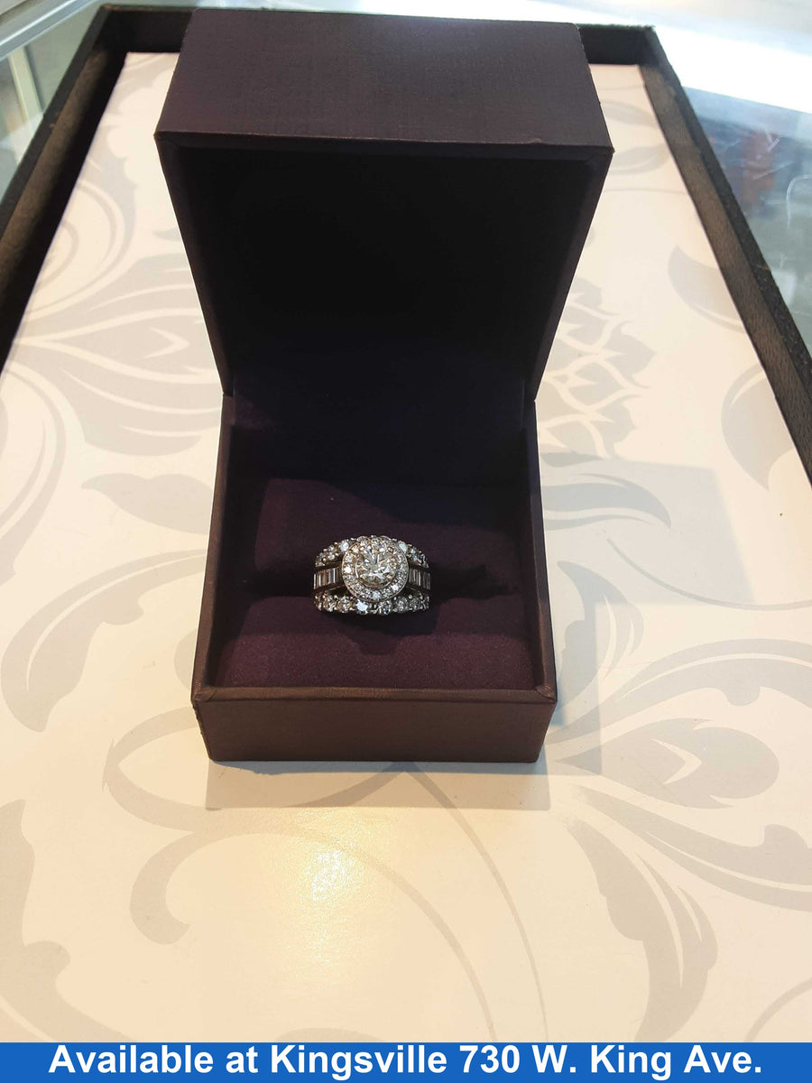 Ring - Wedding Set - White Gold 14k (.585) 13.4 grams Size 6