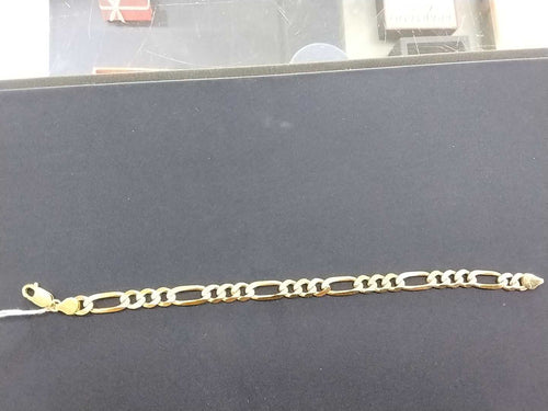 Figaro Bracelet - Tricolor Gold 14k (.585) 13.4 grams 8 inch