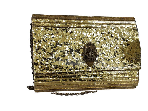 Kurt Geiger Drench Metallic Party Clutch Gold Purse / Handbag