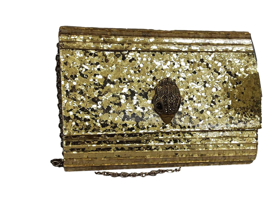 Kurt Geiger Drench Metallic Party Clutch Gold Purse / Handbag