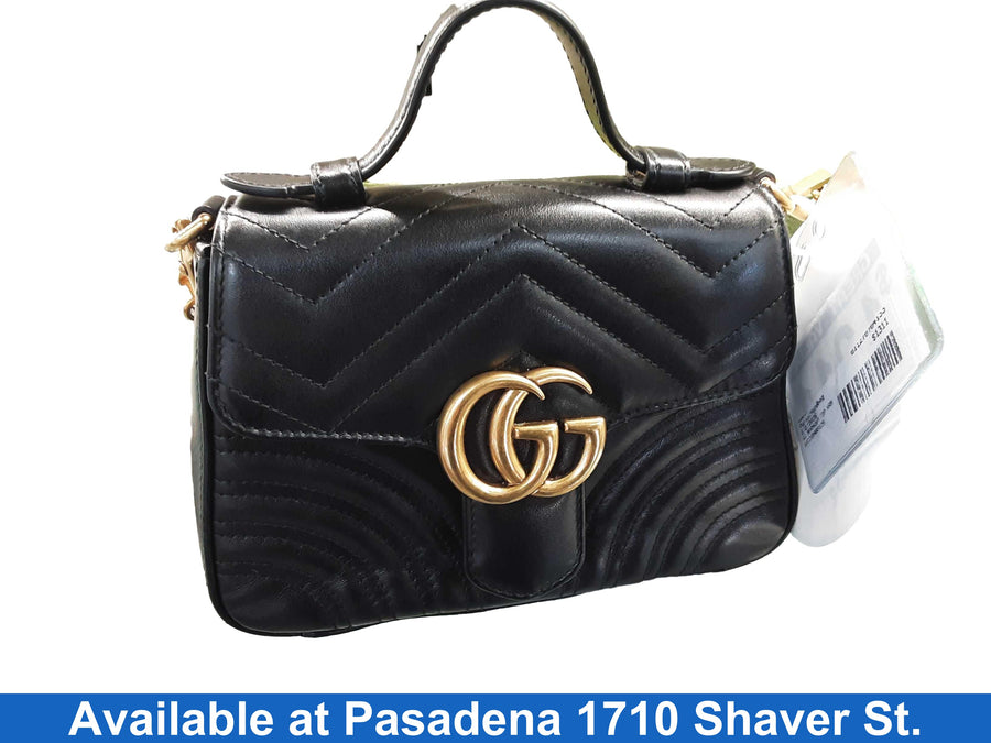 Gucci Gg Marmont Top Handl Mini Bag Black Purse / Handbag