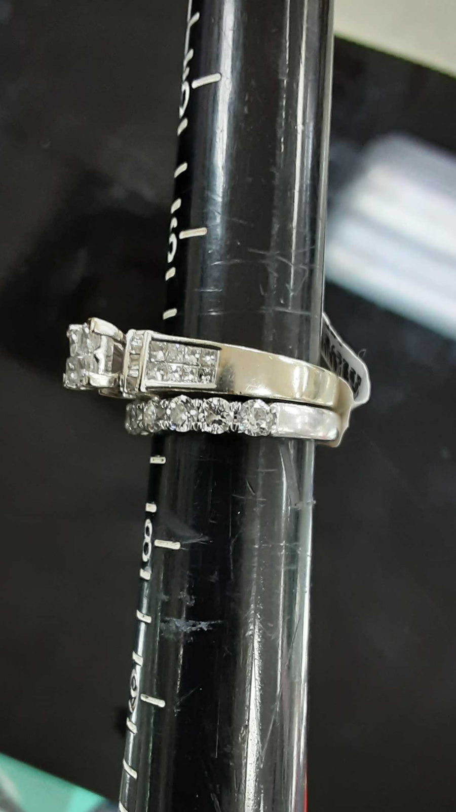 Ring - Wedding Set - White Gold 14k (.585) 9.6 grams Size 7.5