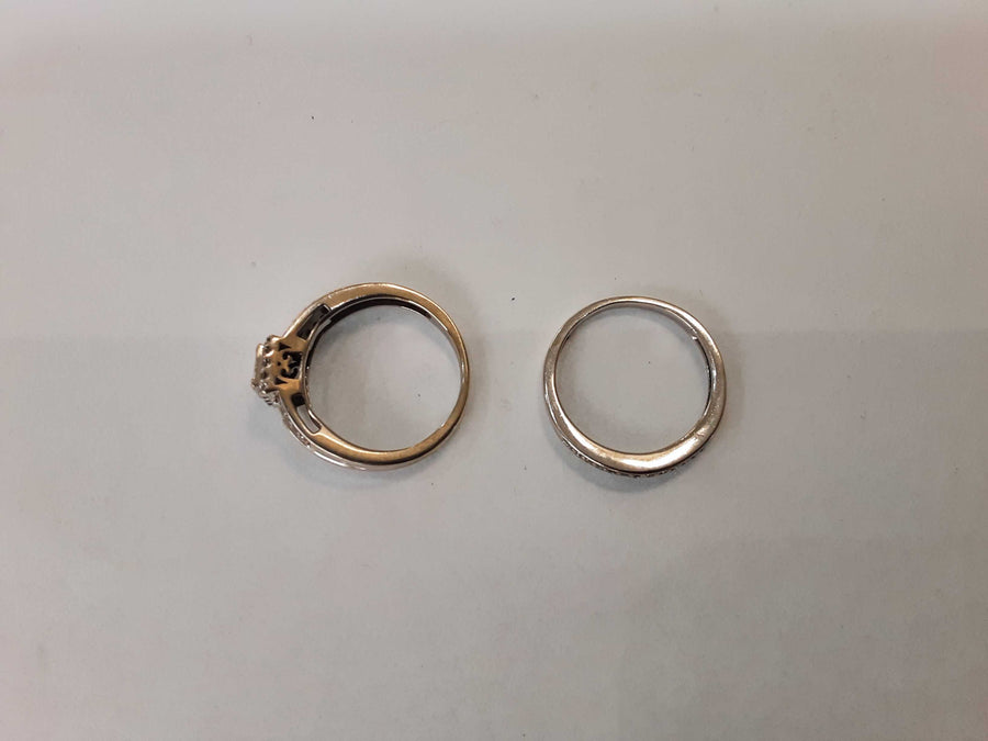 Ring - Wedding Set - White Gold 14k (.585) 4.9 grams Size 6