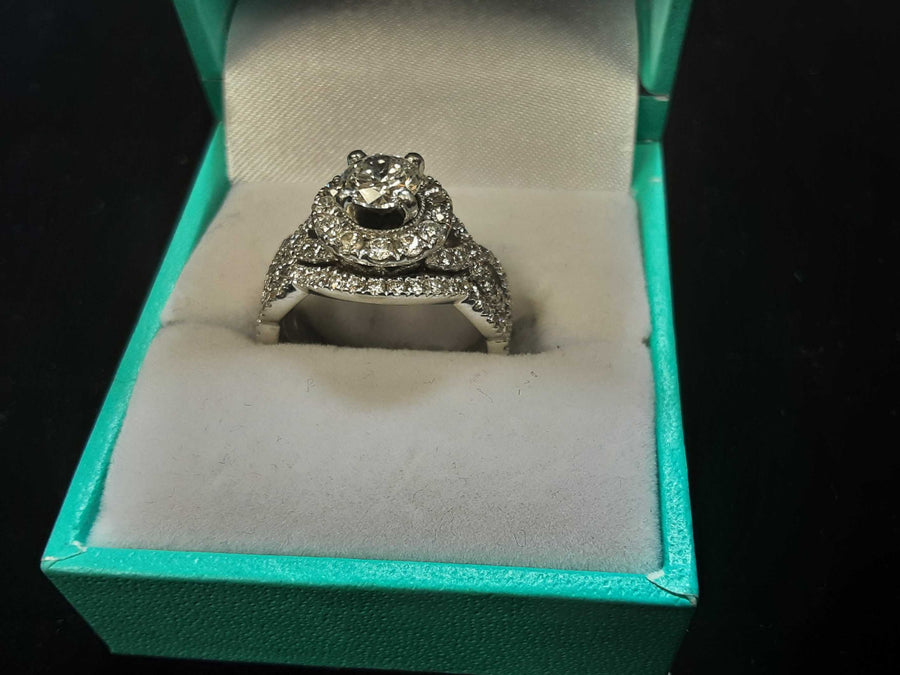 Ring - Engagement Set - White Gold 14k (.585) 8.9 grams Size 6.5