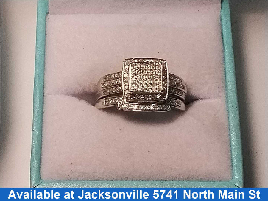 Ring - Wedding Set - White Gold 10k (.417) 5 grams Size 7