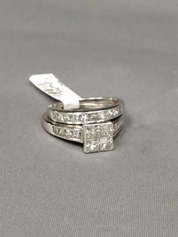 Ring - Engagement Set - White Gold 14k (.585) 7.2 grams Size 9.5