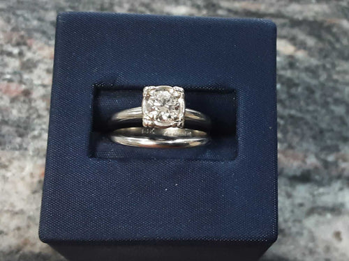Ring - Engagement Set - White Gold 14k (.585) 4.3 grams Size 6.5