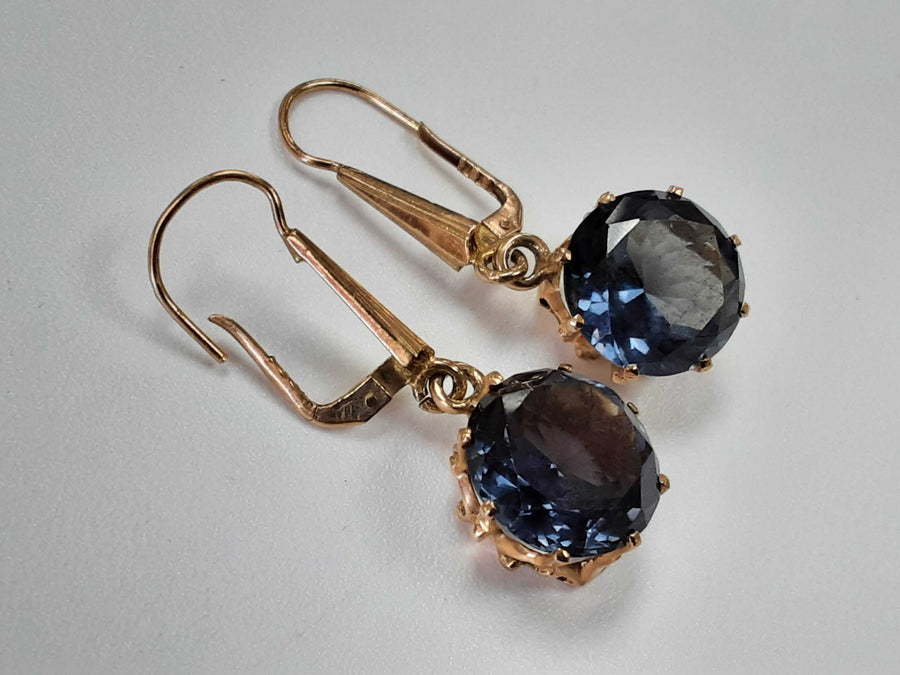 Earrings - Earrings With Multicolor Purple/blue Stones Yellow Gold 14k