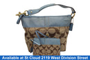 Coach Signature Stripe Hobo Blue Purse / Handbag