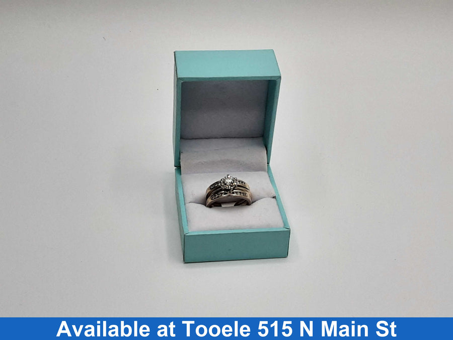 Ring - Wedding Set - White Gold 14k (.585) 7.4 grams Size 7.5