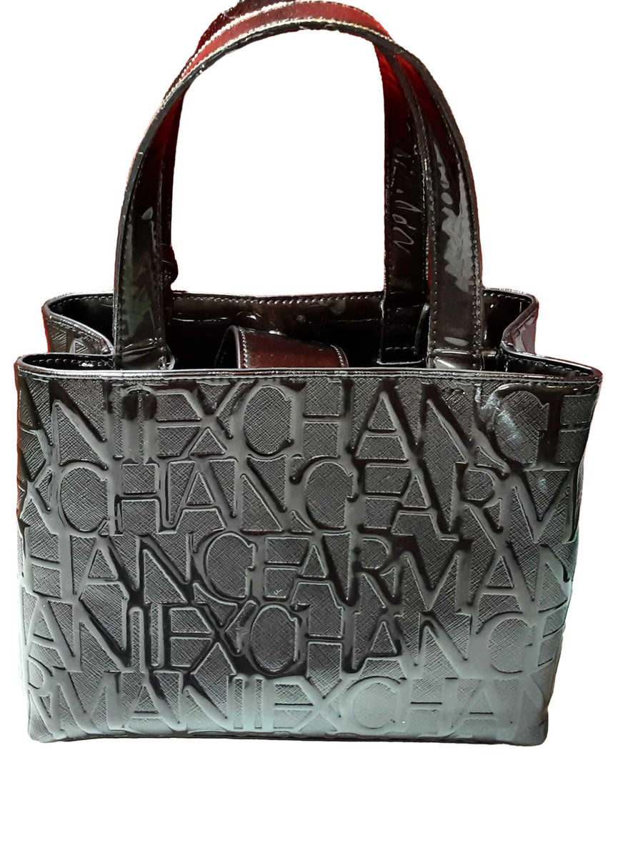 Armani Exchange Armani Exchange Glossy Black Patent Tote Bag Black Purse / Handbag