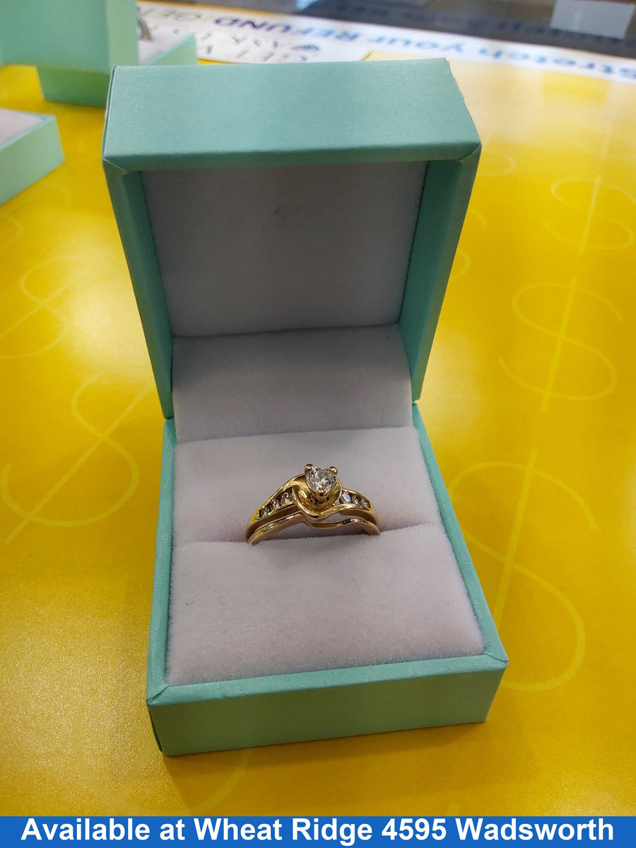 Ring - Engagement Set - Yellow Gold 14k (.585) 3.2 grams Size 7.5