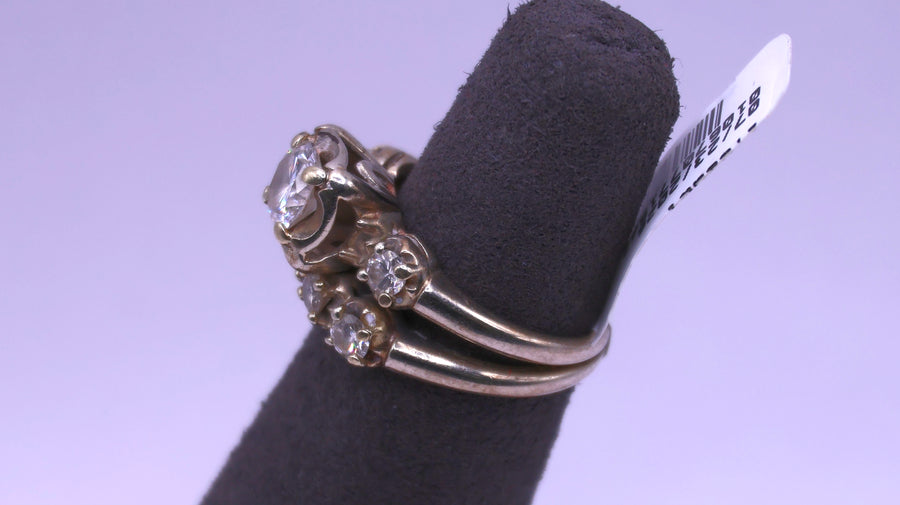 Ring - Wedding Set - White Gold 14k (.585) 5.4 grams Size 4.5