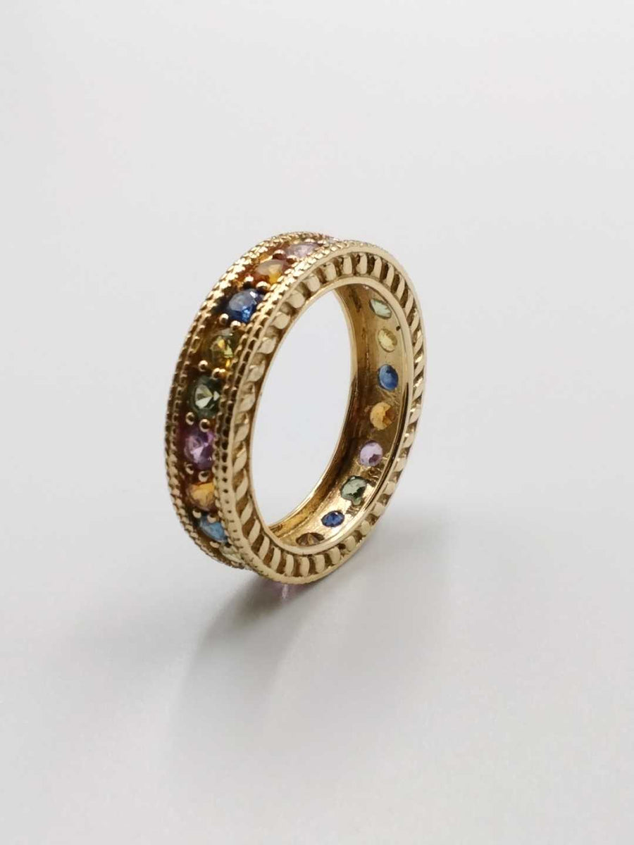 Rainbow Sapphire Eternity Band In 14k Yellow Gold 6 Grams Size 9 Fw1025lerdu