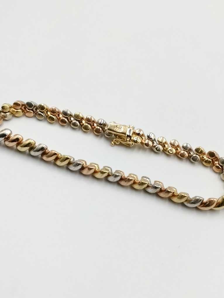 Bracelet - Tricolor Gold 14k (.585) 9.8 grams 8 inch