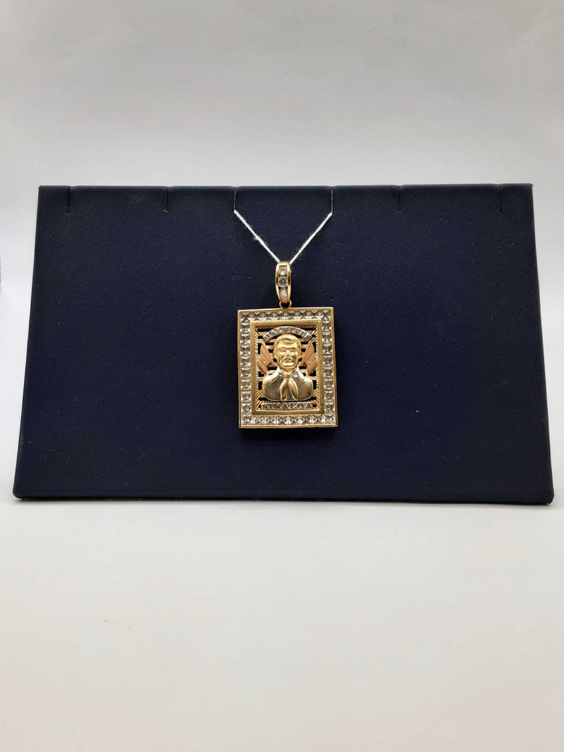 14kt Jesus Malverde Pendant